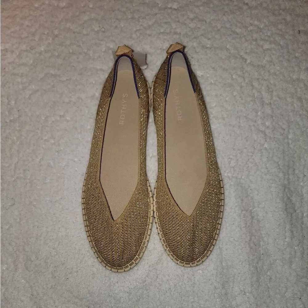 🆕️🥿ROTHY'S The Espadrille, Gold Diamond Metallic - Size 13